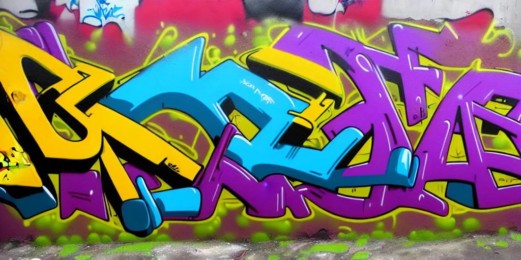 Image similar to hyperrealistic rendering, wild style graffiti