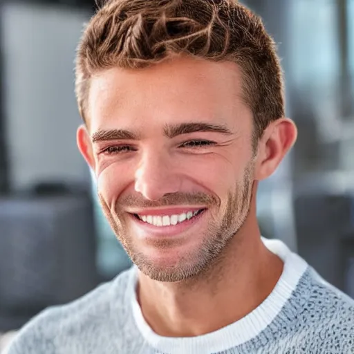 Prompt: the face of a caucasian male, 2022, smiling
