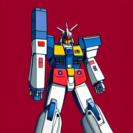 Image similar to rx-78-2 gundam in the style of banksey