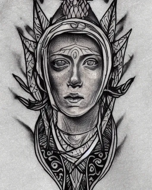 Image similar to renaissance tattoo design, hyper - realistic, in the style of tony santos