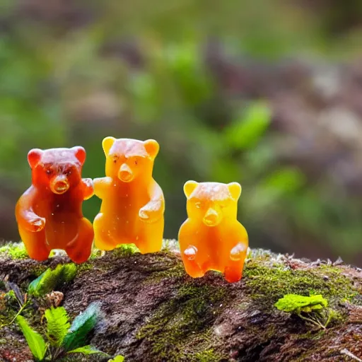 Image similar to national geographic photo of wild gummy bears, wildlife photography