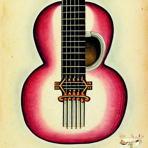 Image similar to anatomical diagram of a guitar, by maria sibylla merian