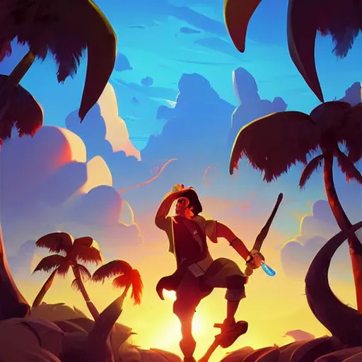 Image similar to painting treasure on sea of thieves game smooth median photoshop filter cutout vector, behance hd by jesper ejsing, by rhads, makoto shinkai and lois van baarle, ilya kuvshinov, rossdraws global illumination