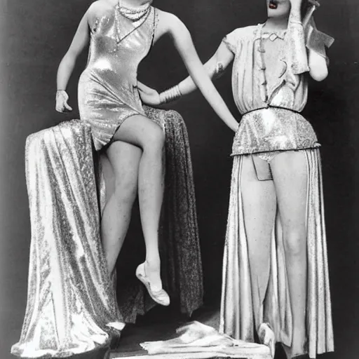 Prompt: a vintage 1 9 3 0 s kodachrome photograph of a haute couture collection opera ensemble inspired by the roman god apollo, the god of the sun.