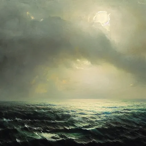 Prompt: island floating in the sky caught in a hurricane, oil painting, by greg rutkowski