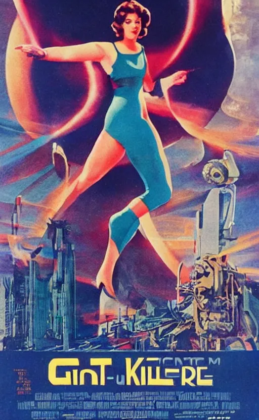 Image similar to retrofuturism movie poster, hd, giant killer socks
