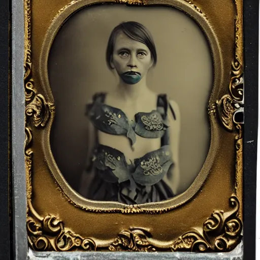 Image similar to photography of cristina hendricks, tintype, deregoue