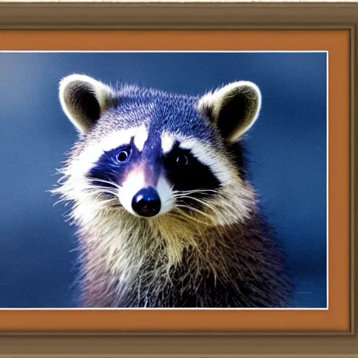 Prompt: framed picture from a majesty raccoon