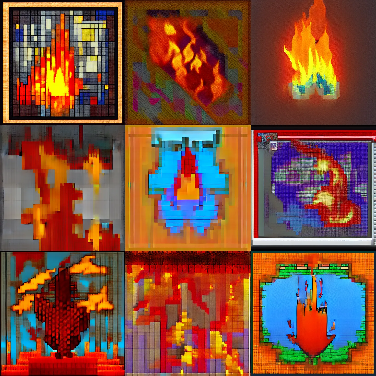 Prompt: pixel art flame