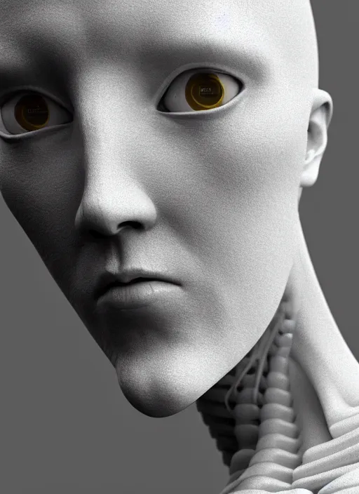 Prompt: hyper detailed ultra sharp portrait of a beautiful well contoured porcelain ivory smooth fair subconscious god tsunami, up close shot, sharp focus, global illumination, radiant light, biomechanical white silver gold rhizomorphs, cyberpunk brackets, alexandre ferra white mecha, irakli nadar, alexander mcqueen, octane highly render, 4 k, ultra hd,