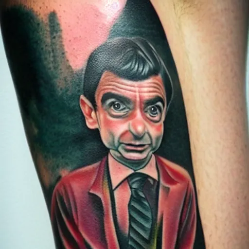 Image similar to tattoo of mr bean as a street thug