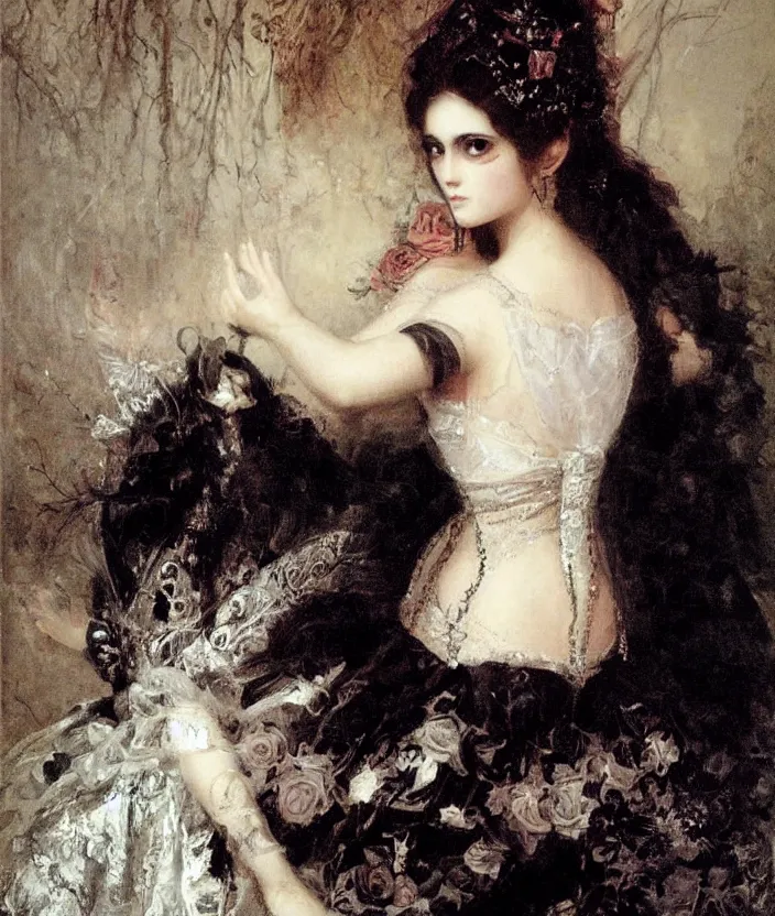 Image similar to Gothic princess portrait by William-Adolphe Bouguerea, highly detailded