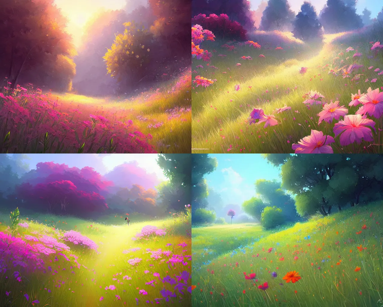 Prompt: wildflowers, sylvain sarrailh, rossdraws