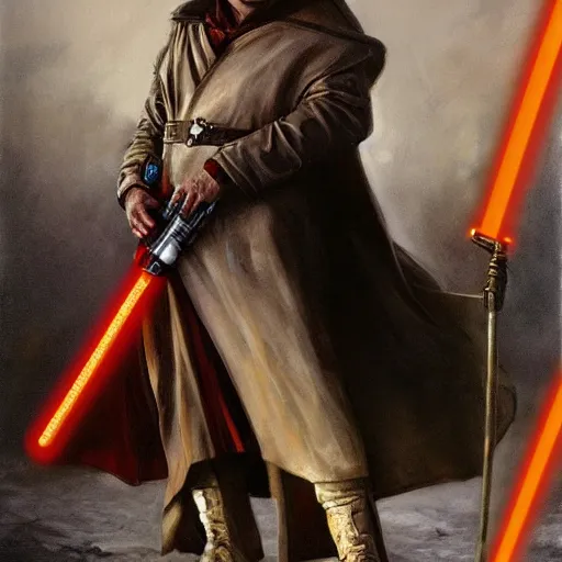 Image similar to Donald Trump as a jedi hero, capitol hill, post-apocalyptic, cinematic, atmospheric, highly detailed, Emanuel Leutze, Carl Wahlbom