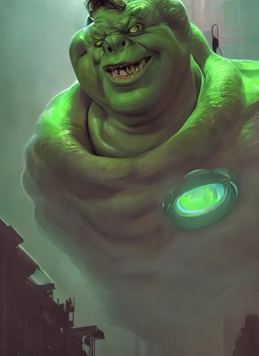 Image similar to portrait, super natural being, slimer from ghostbusters, dramatic lighting, cinematic, establishing shot, extremly high detail, foto realistic, cinematic lighting, post processed, concept art, artstation, matte painting, style by eddie mendoza, raphael lacoste, alex ross