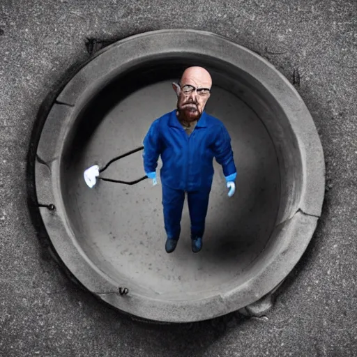 Image similar to Walter white halfway in a sewer