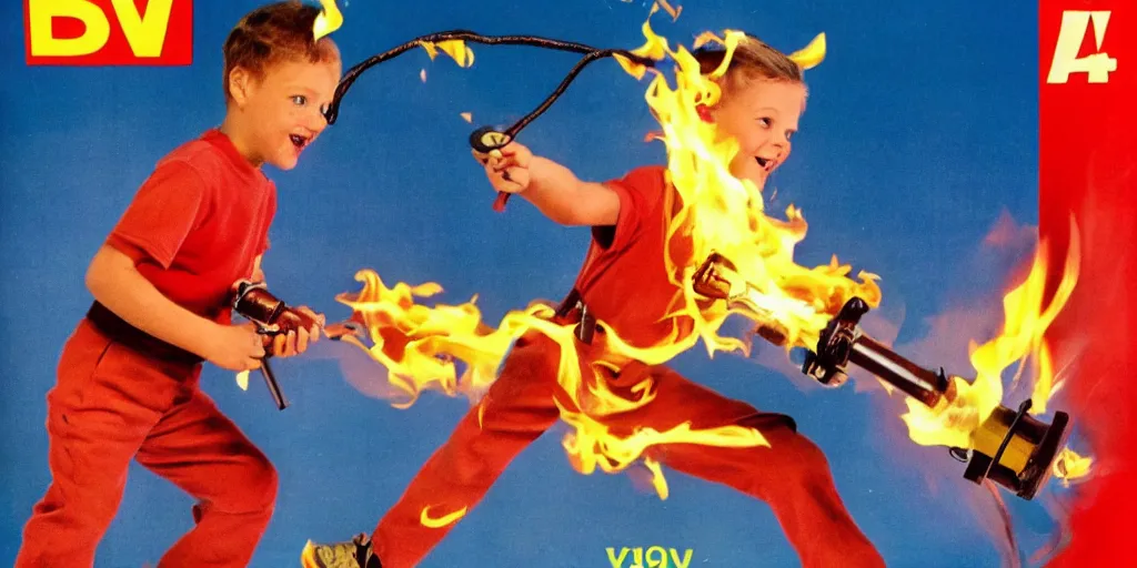 Image similar to A flamethrower for kids, tv ad 1990