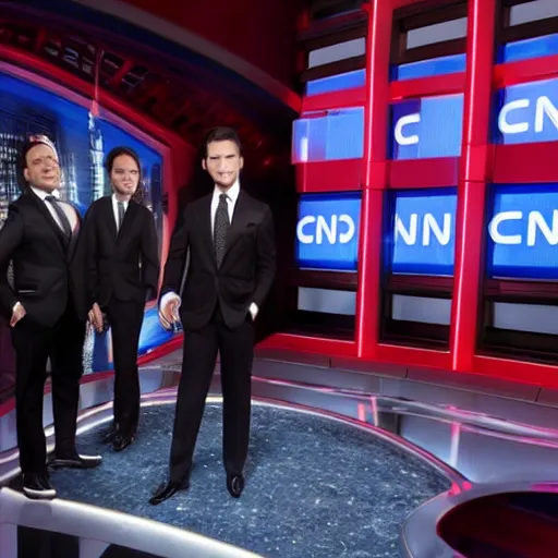 Prompt: the new alien with dapper style hosting on cnn prime time, studio photograph