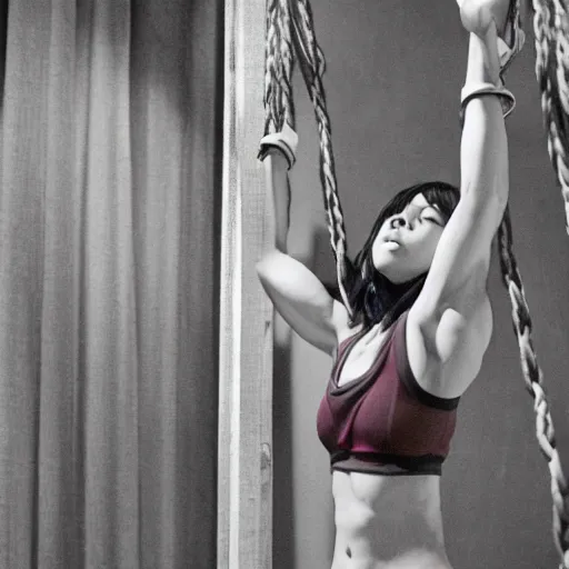 Image similar to mikasa ackerman doing pullups