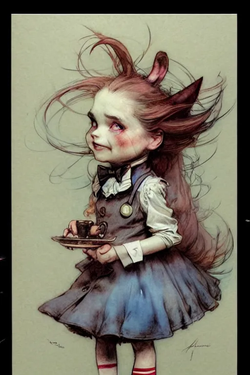 Prompt: ( ( ( ( ( 2 0 5 0 s retro future alice in wonderland childrens book page. muted colors. ) ) ) ) ) by jean - baptiste monge!!!!!!!!!!!!!!!!!!!!!!!!!!!!!!