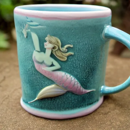 Image similar to a ceramic mermaid mug