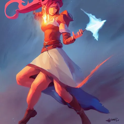 Image similar to the female blue mage casting a fire ball, fantasy art heartstone video game icon, 2 d game art gta cover, official fanart behance hd artstation by jesper ejsing, by rhads, makoto shinkai and lois van baarle, ilya kuvshinov, rossdraws