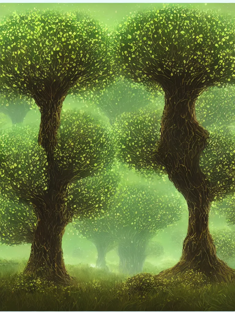 Image similar to blooming uranium orb tree orchard by disney concept artists, blunt borders, rule of thirds