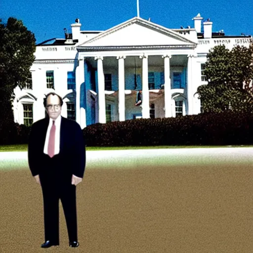 Image similar to president george costanza stands in front of the white house