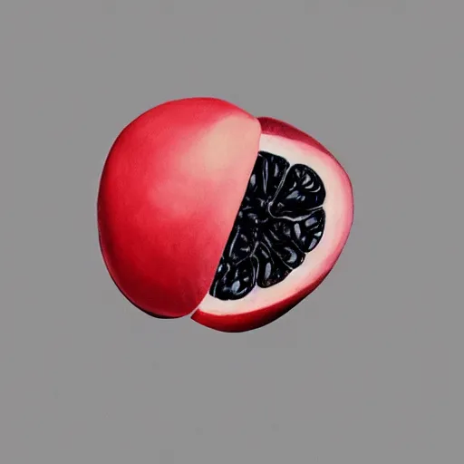 Image similar to centered hyper-realistic single piece of fruit, gray background