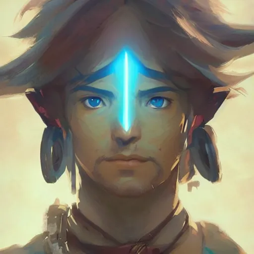 Image similar to A portrait of Link, Breath of the Wild art, art by greg rutkowski, matte painting, trending on artstation