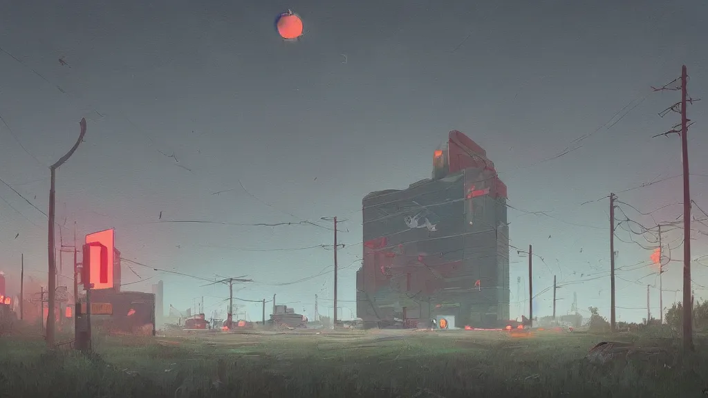 Image similar to a painting in the style of simon stalenhag.