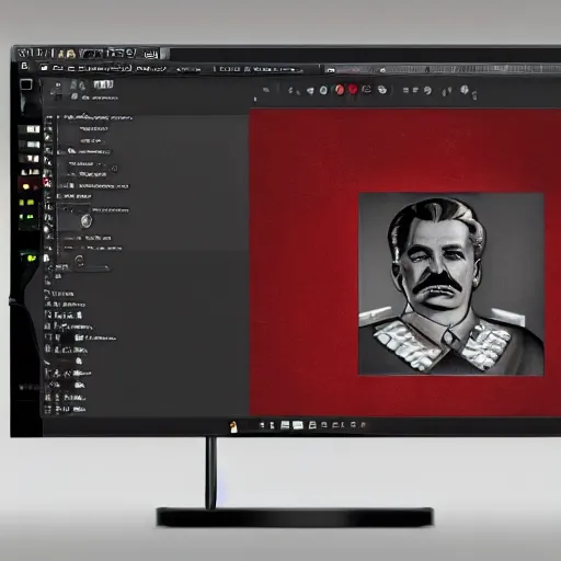 Image similar to stalin building a pc, photography, photorealistic