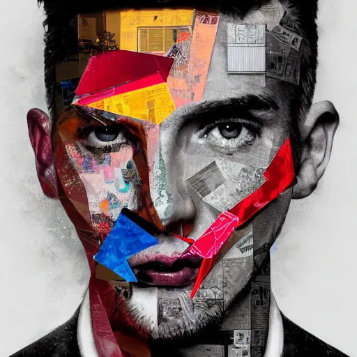Prompt: jason, contemporary collage, highly detailed, digital painting, 4 k, hdr, punk, fashion, smooth, sharp focus, art by nick knight, sandra chevrier and john hoyland