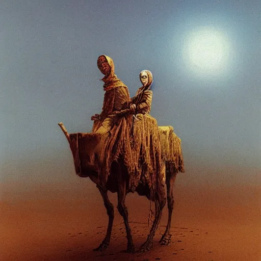 Prompt: desert nomad concept, beksinski