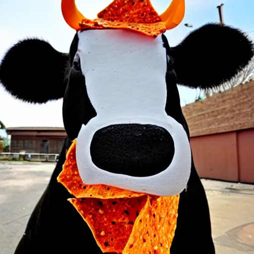 Image similar to doritos locos cow, cow made of doritos