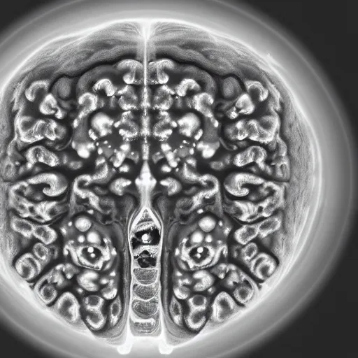 Prompt: mri scan of an alien with multiple brains