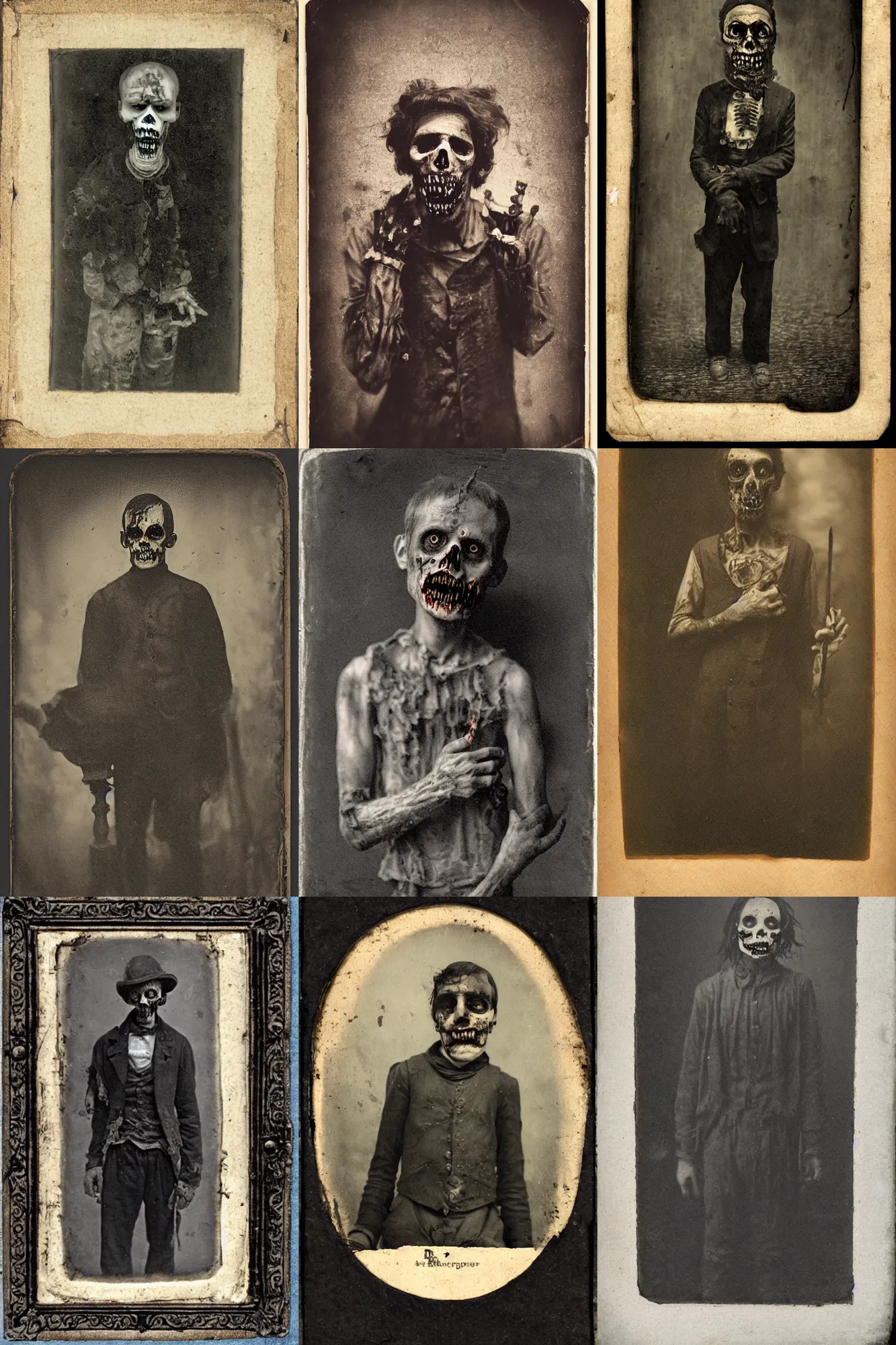 Prompt: daguerrotype of a zombie