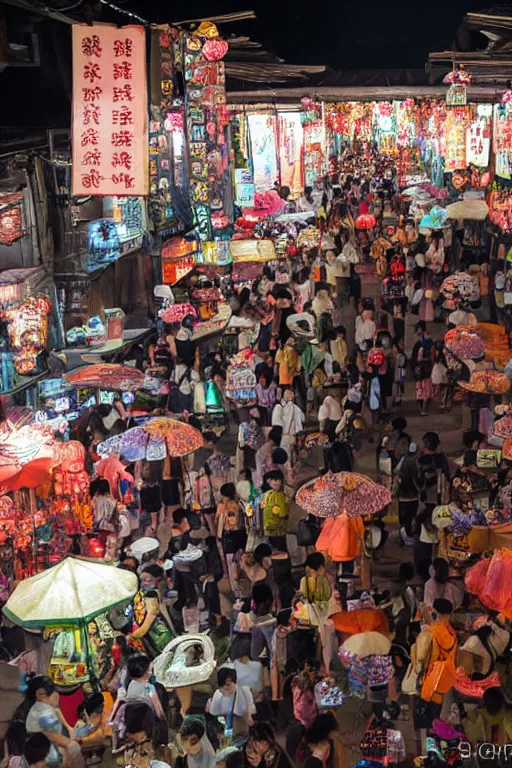 Prompt: hundred ghosts night market hundred ghosts night walk