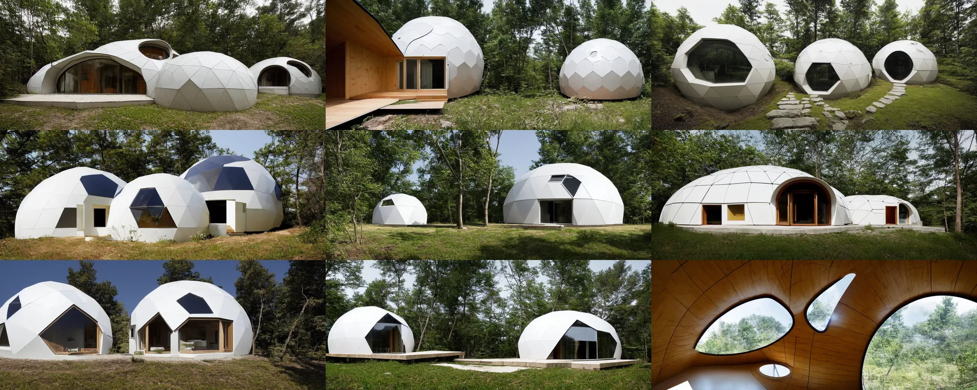 Prompt: dome house by shoji sadao, geodesic, passive house