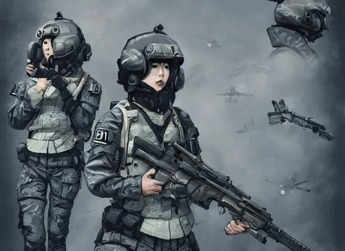 Image similar to female south korean counterterrorist unit 7 0 7 th special mission group, tactical training, by maciej kuciara c 1 0. 0