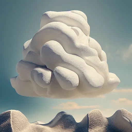 Image similar to The mountain made of ice cream, marshmallow cloud in the sky,artstation,highly detailed,8k,elegant