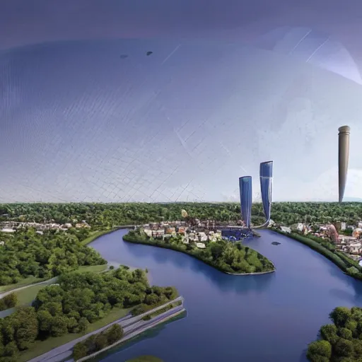 Image similar to futuristic buildings, city, in liberland