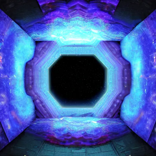 Image similar to Geode portal, Hubble photo background, volumetric lighting