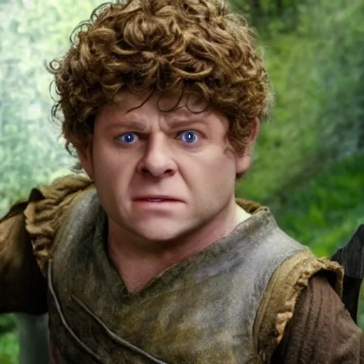 Prompt: sean astin as samwise gamgi in an anime world, incredibly detailed, ultra realistic