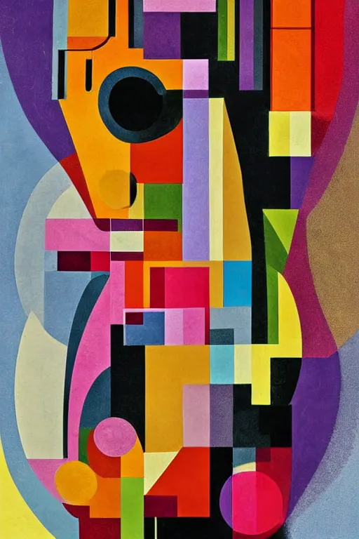Image similar to guitar, notes, blend geometric architectures shapes, abstract expressionism, essence of street forms, geometric structures in style of sonia delaunay, high detail, symmetry, poster