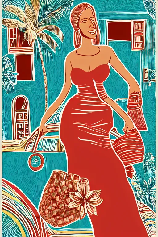 Image similar to cuba, illustration, in the style of katinka reinke