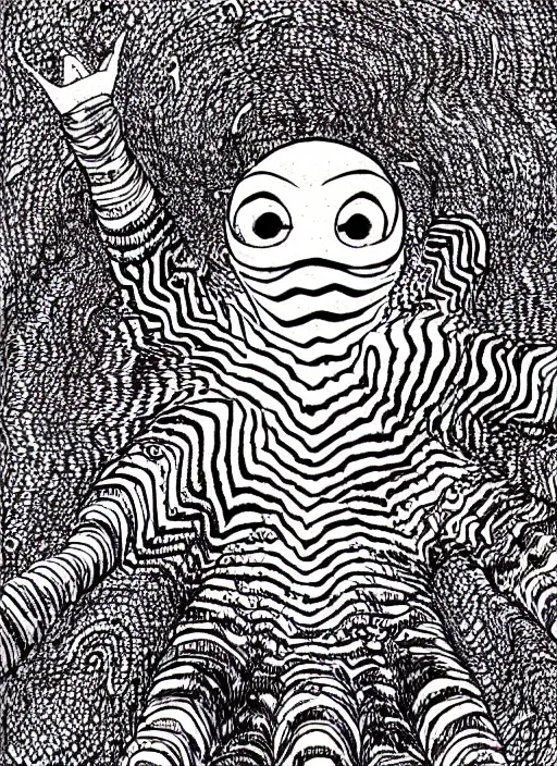 Image similar to junji ito style patrick star, intricate, highly detailed, illustration, art by junji ito, junji ito