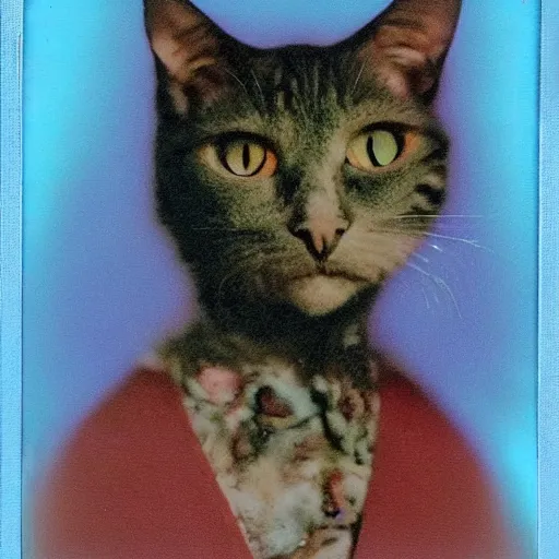 Prompt: a polaroid picture of a zombie cat rembrandt lighting