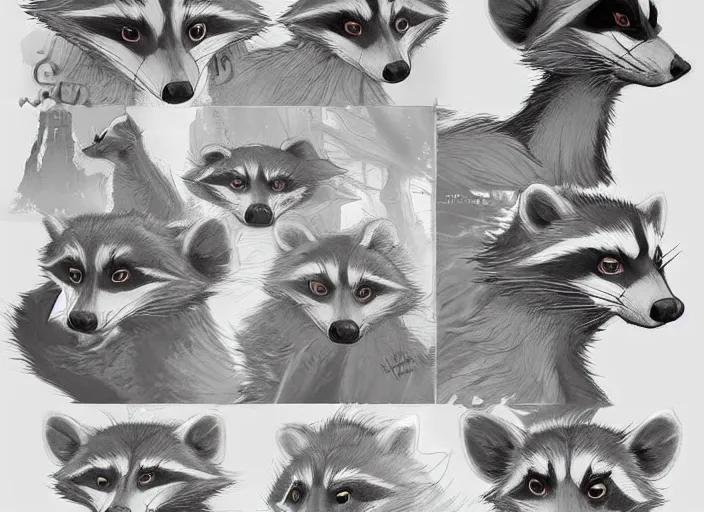 Image similar to lovely raccoon in the style of don bluth, beautiful artwork, shading, high quality disney model sheet detailed