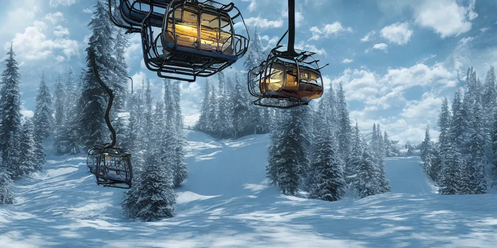 Image similar to spare parts for ski lift, fantasy style, 4 k,